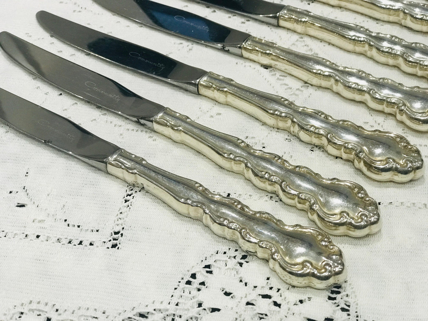 8 Starter/Salad Knives Community Mansion House Oneida Silver Service Cutlery Traditional Quality Stainless Steel Silver Plate Stamped
