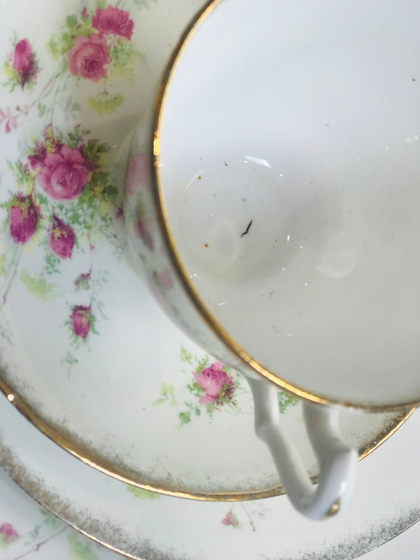 Antique Afternoon Tea Set Teacups Saucers Pink Roses William Low England