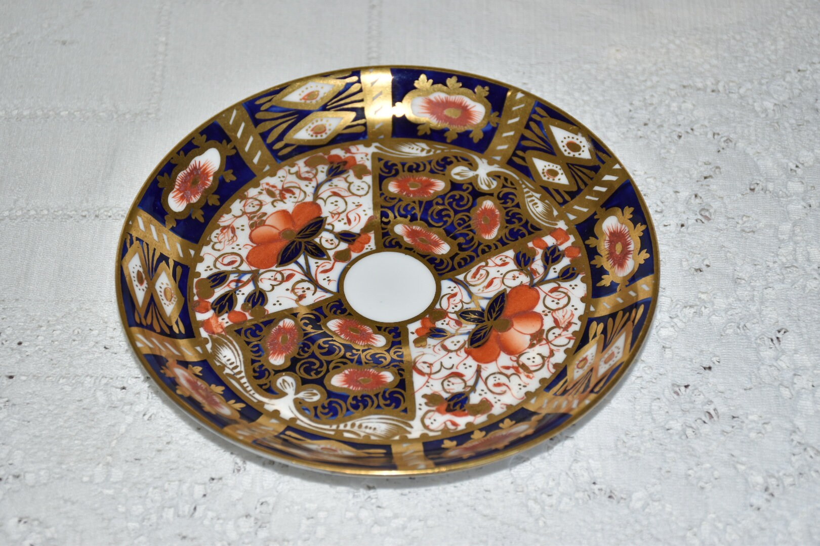 Antique Imari Derby Pattern Teacup Saucer Set Davenport China Blue Red Gold