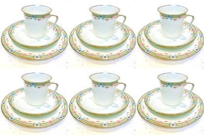 Charming Vintage Tea Set Swags & Bows Teacups and Saucers a beautiful vintage/antique fine bone china made in England by EHughes Company