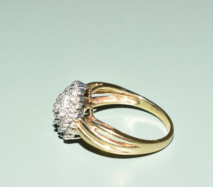 Ladies Diamond and Gold Cluster Ring