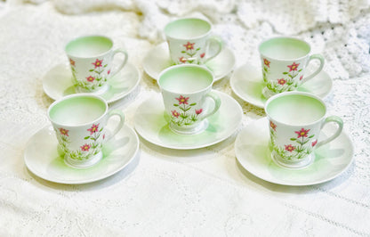 Vintage Coffee Set by Tuscan China in England ceramic Cups Saucers Coffee Pot pretty summer flowers