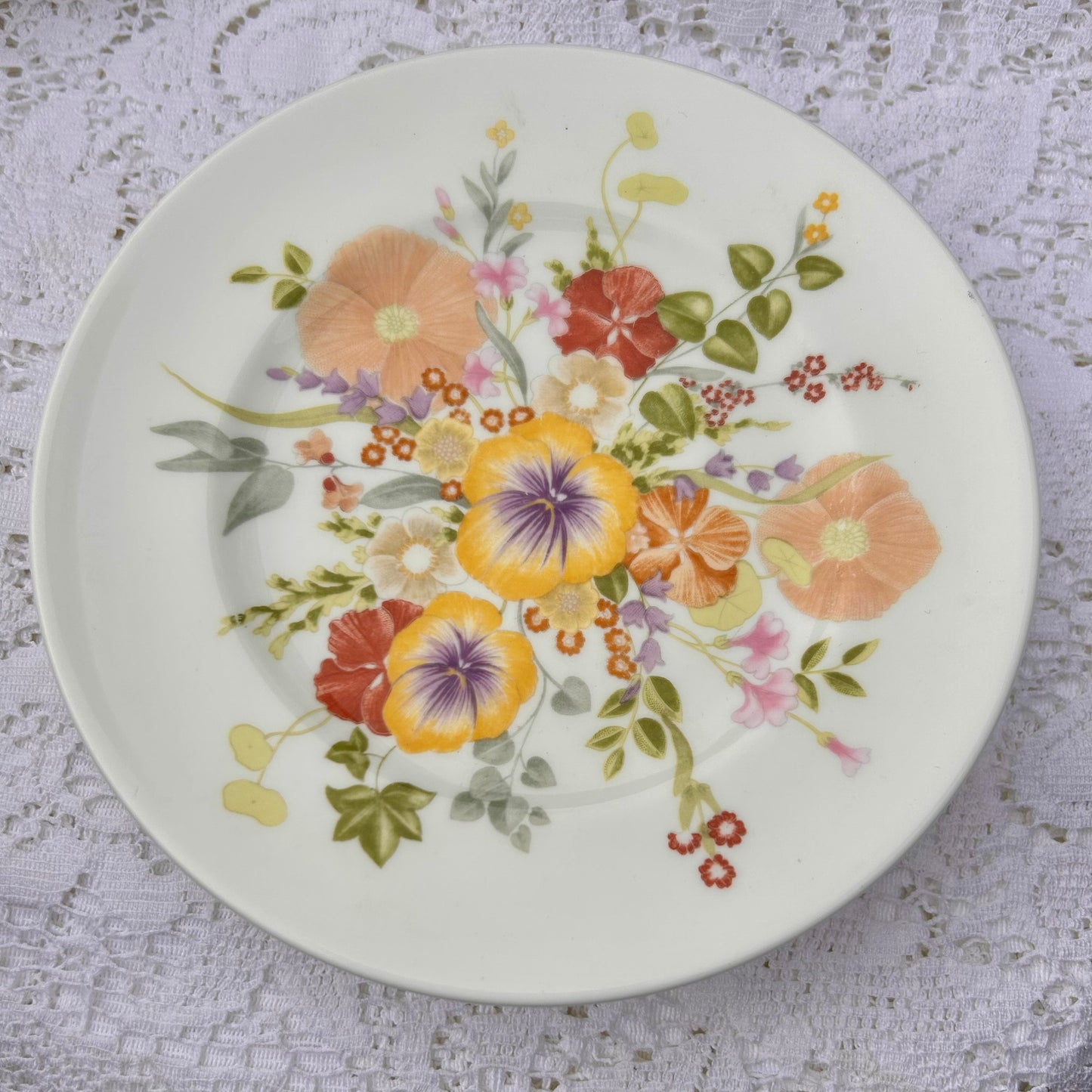 6 Wedgwood Summer Bouquet Plates 16cm English bone china replacements orange yellow flowers