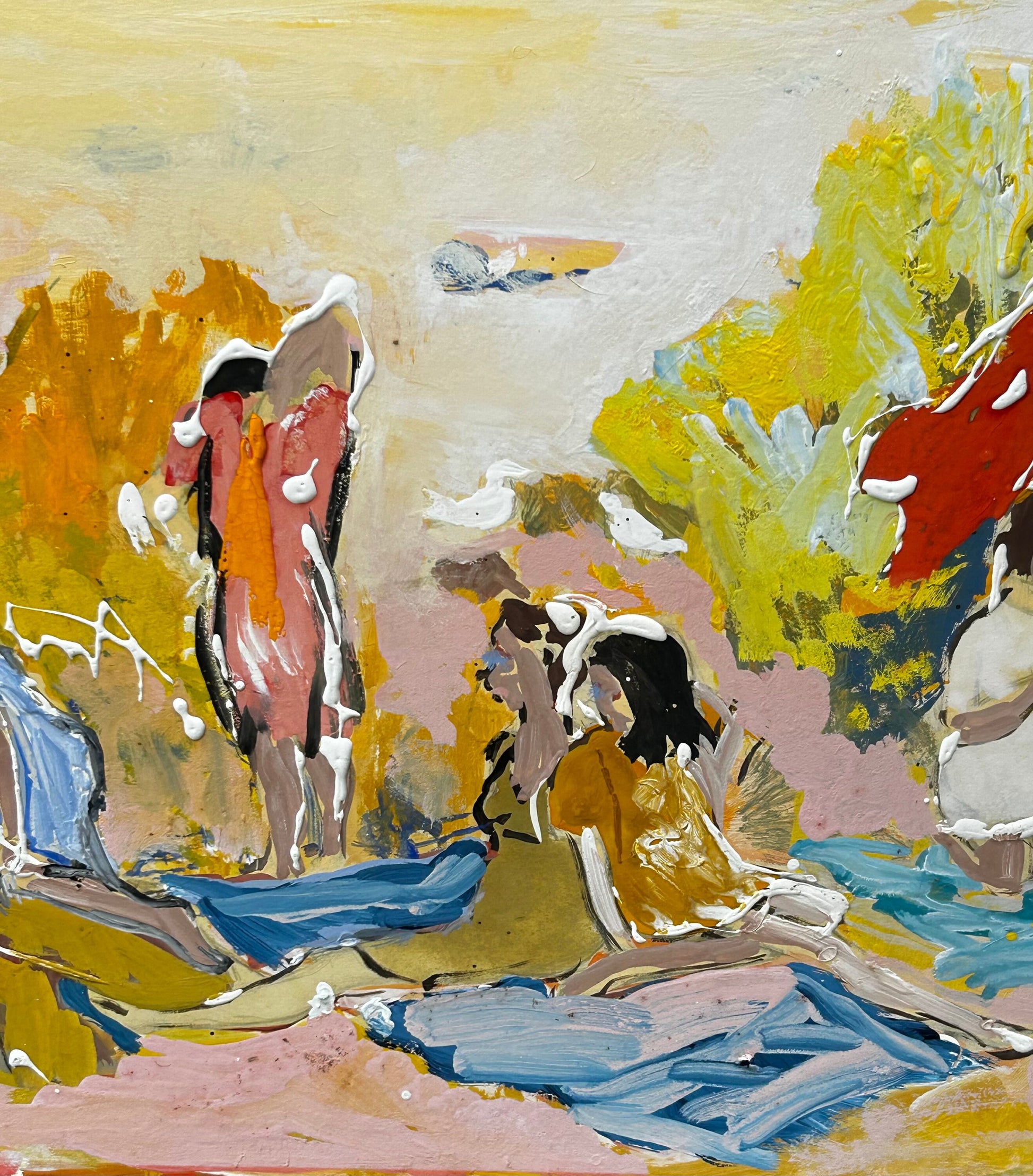 The Picnic Contemporary Oil Painting on Board Signed